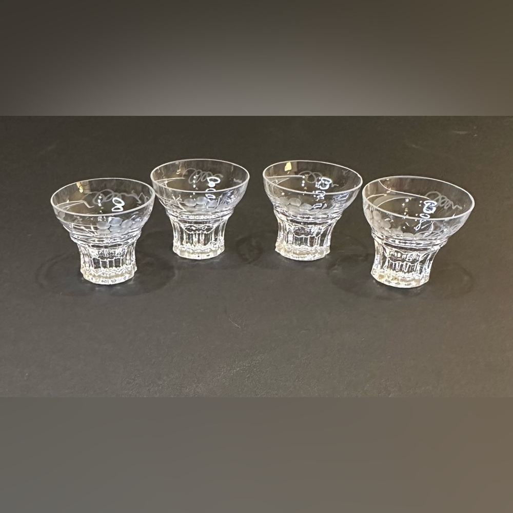 🌟HP🌟VTG 1960s Set 4 Ruhrglas Crystal of Germany Shot/Cordial Glasses Etched
